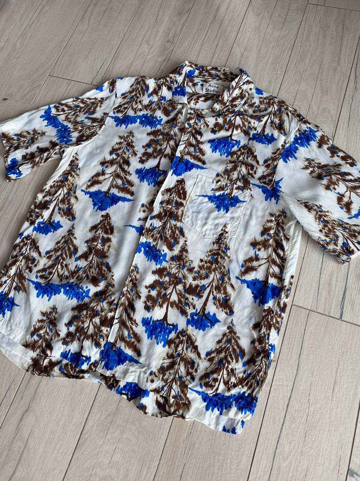Acne Studios Acne Studios Pine Print Camp Viscose Bowling Shirt Size US L / EU 52-54 / 3 - 2 Thumbnail