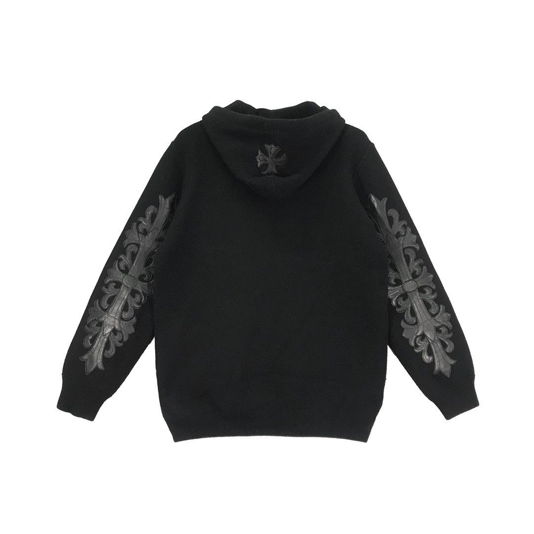 Chrome Hearts Chrome Hearts Cashmere Leather Cross Patch Hoodie Size US L / EU 52-54 / 3 - 3 Thumbnail