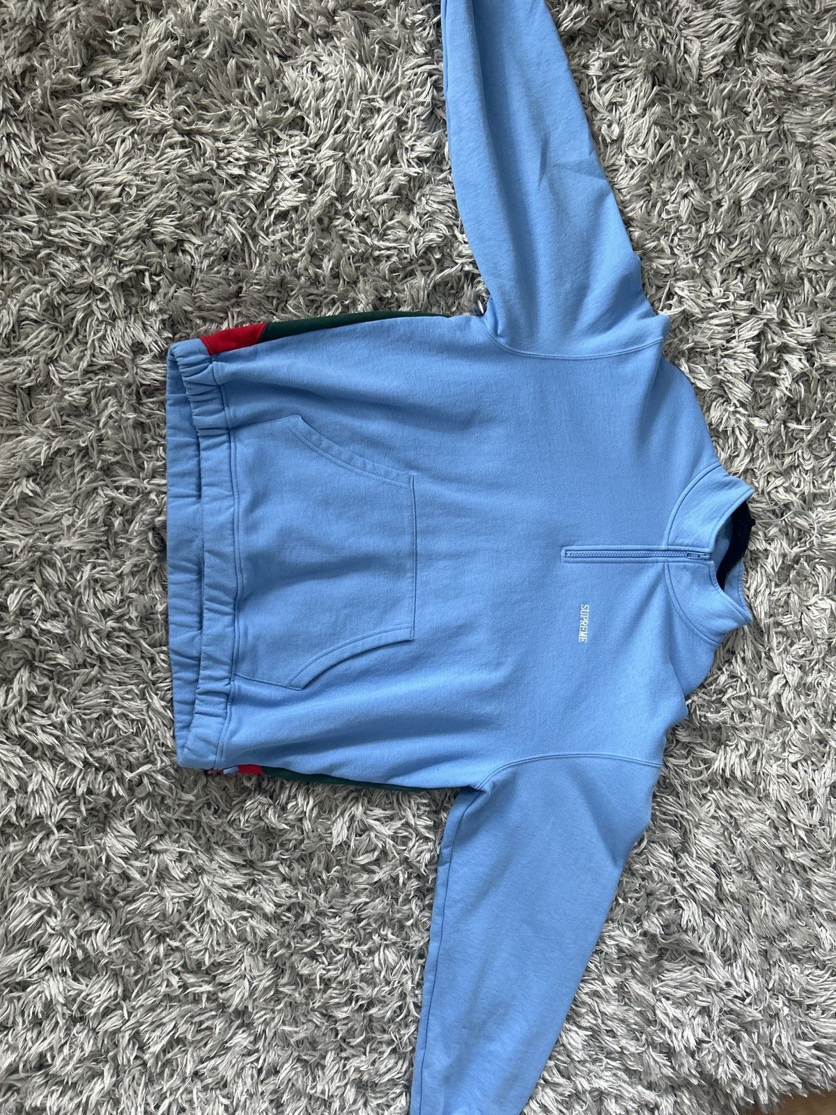 Supreme Supreme Denim Collar Half Zip Sweatshirt Navy | Grailed