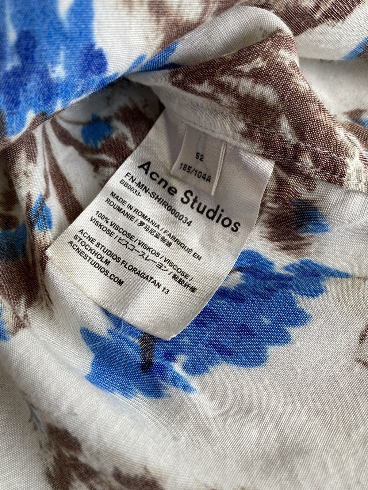 Acne Studios Acne Studios Pine Print Camp Viscose Bowling Shirt Size US L / EU 52-54 / 3 - 8 Thumbnail