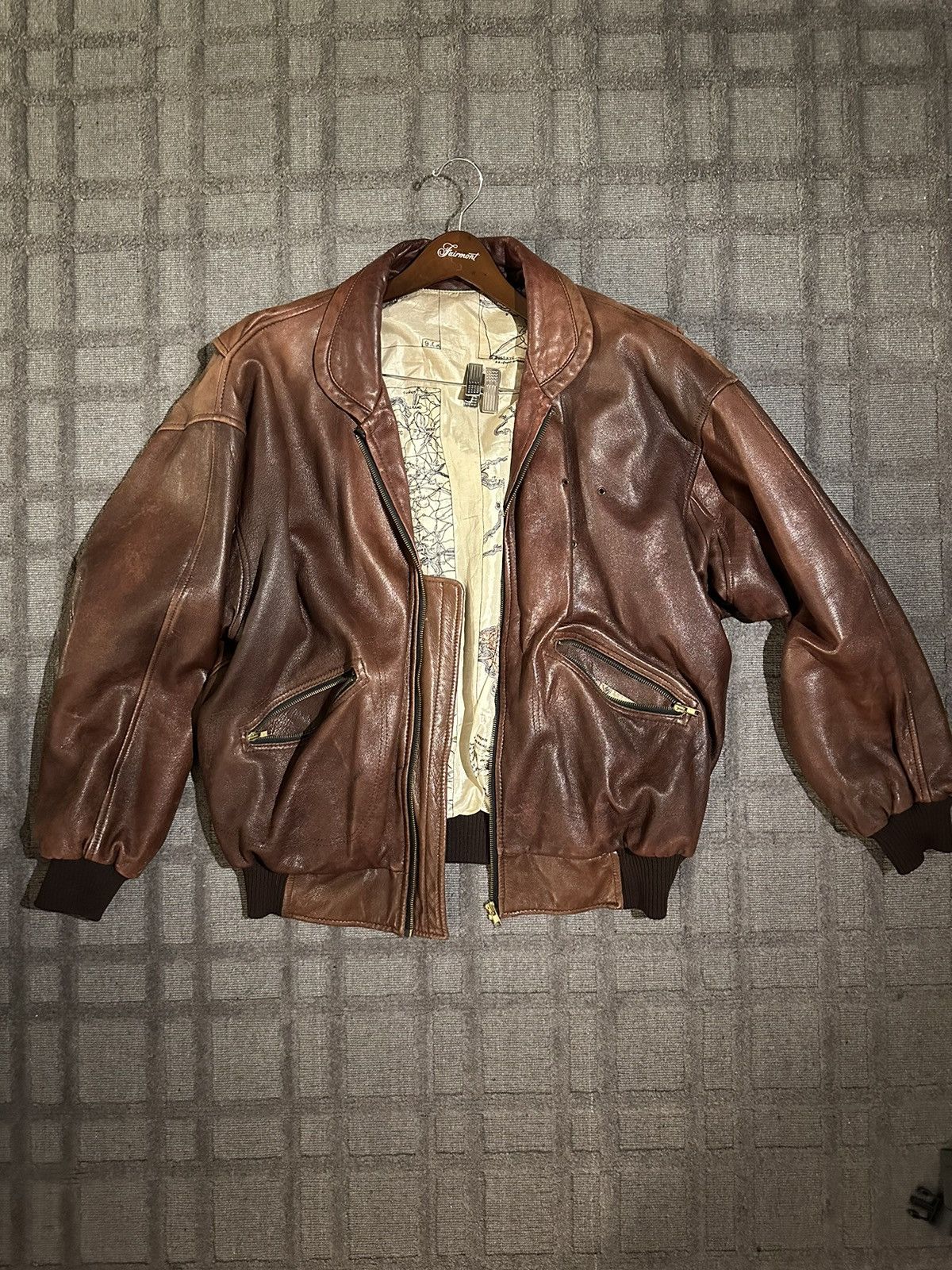 Vintage VINTAGE RARE Avirex “World Map” Leather Jacket Bomber