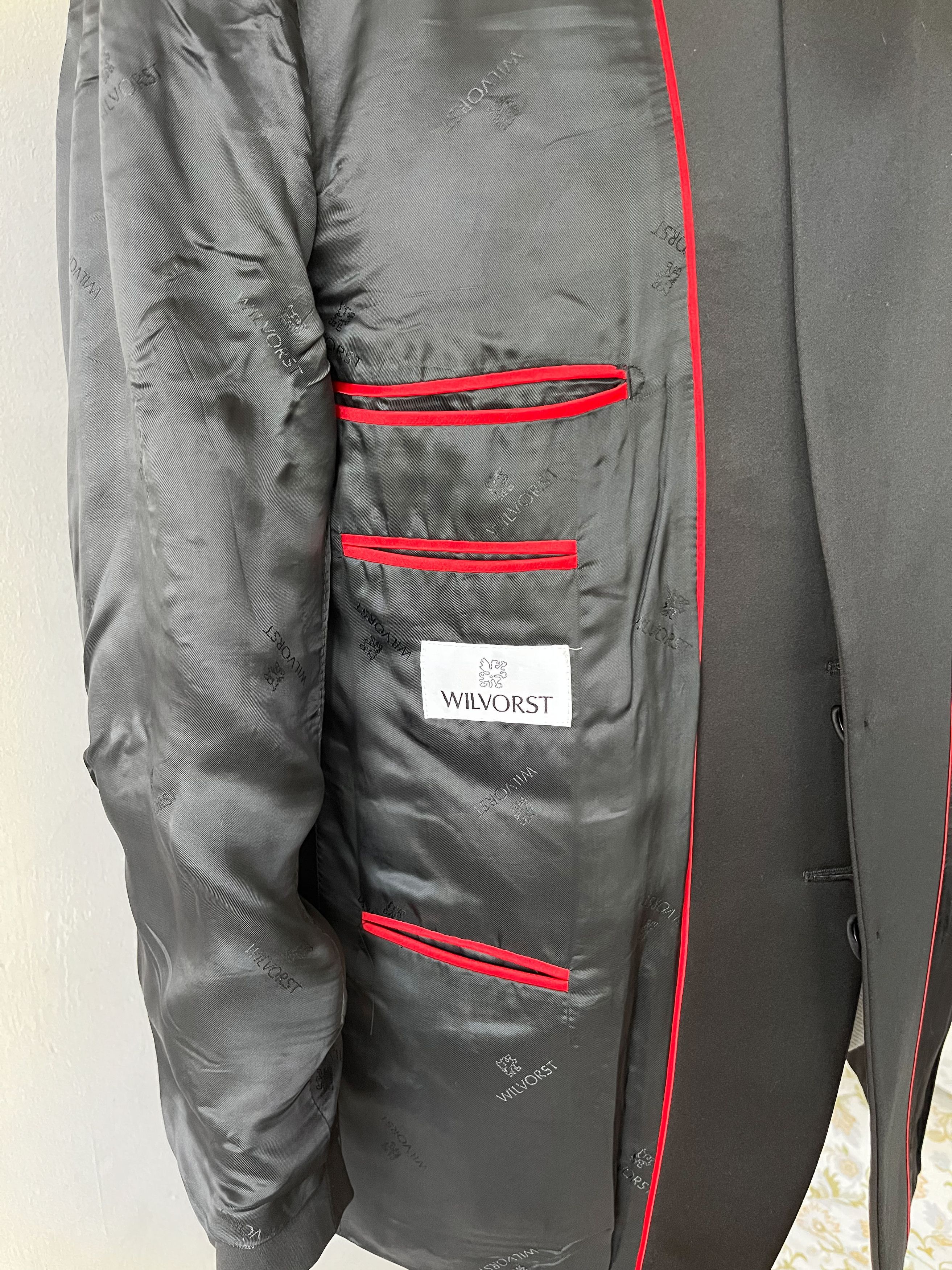 Vintage VINTAGE Dark Grey Wool Men's Tuxedo Black Satin Peak Lapels Size 40R - 7 Thumbnail