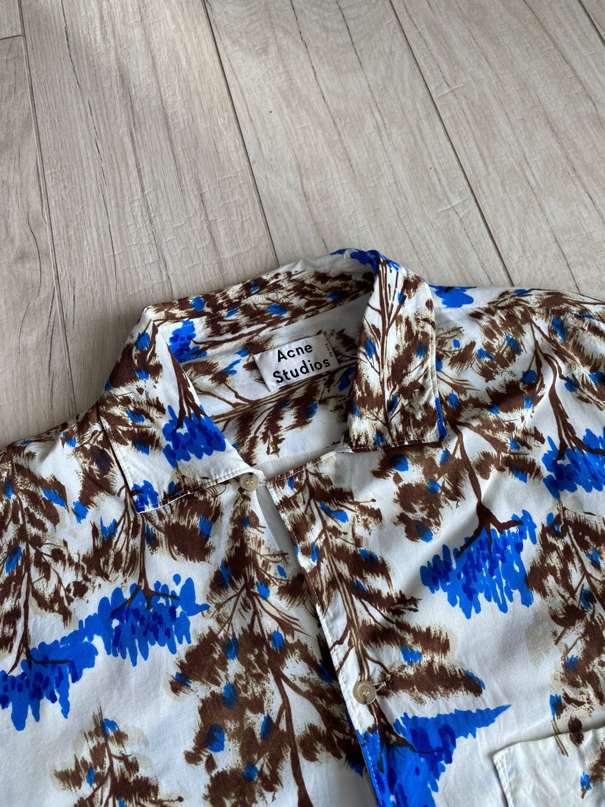 Acne Studios Acne Studios Pine Print Camp Viscose Bowling Shirt Size US L / EU 52-54 / 3 - 6 Thumbnail