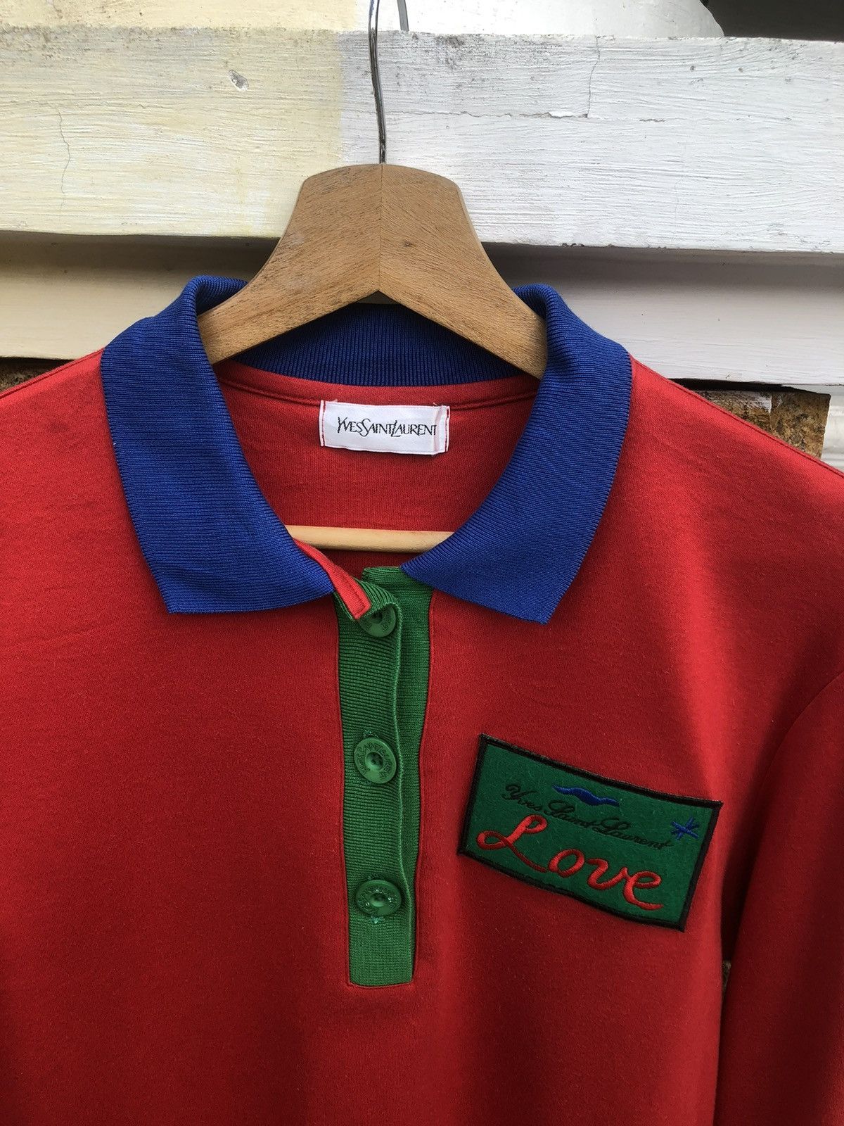Vintage🔥Yves Saint Laurent🔥Patches LongSleeve Polo Shirt