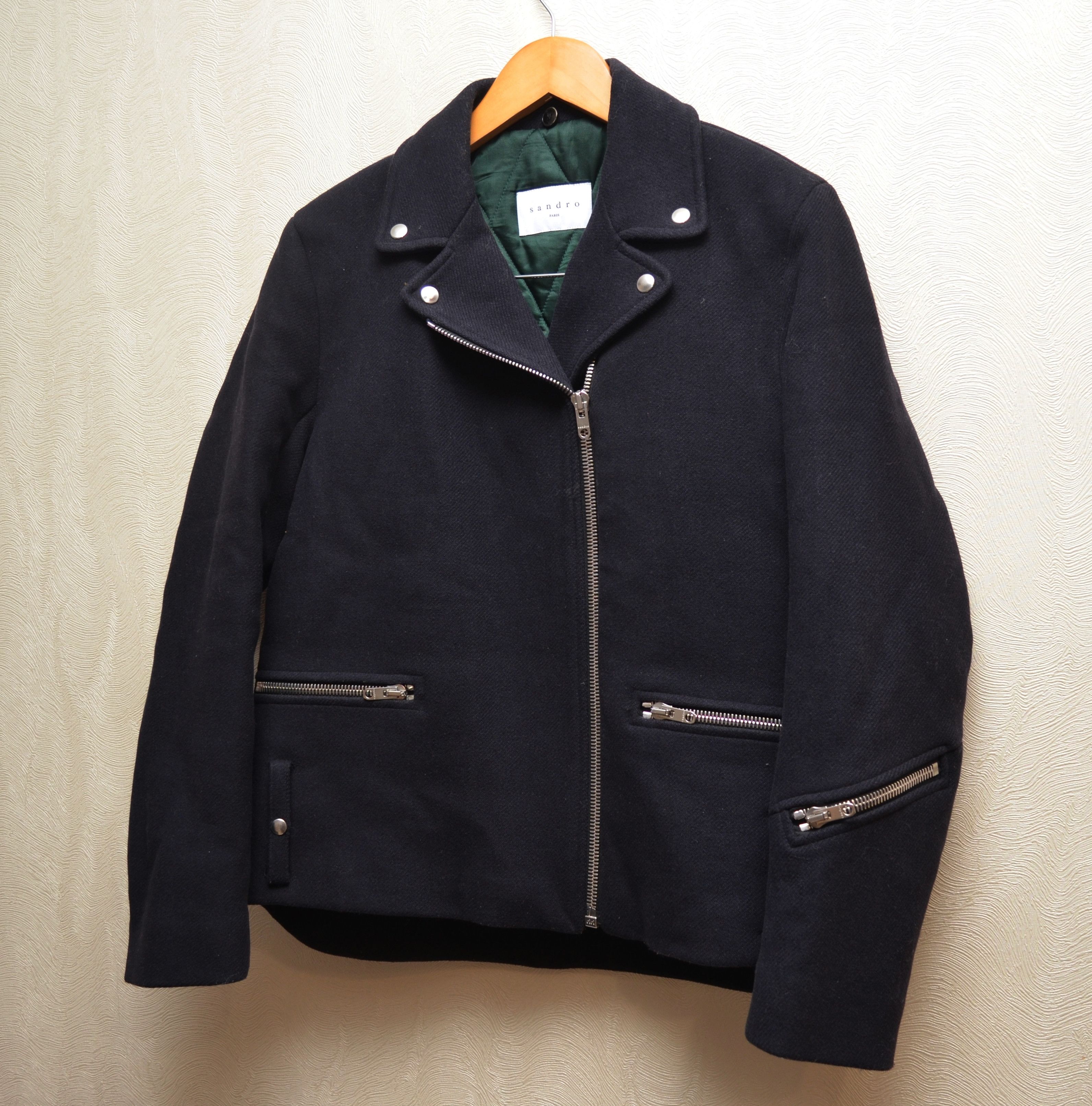 Designer × Sandro Sandro Biker Wool Jacket Sz FR36 Small Size XS / US 0-2 / IT 36-38 - 5 Thumbnail