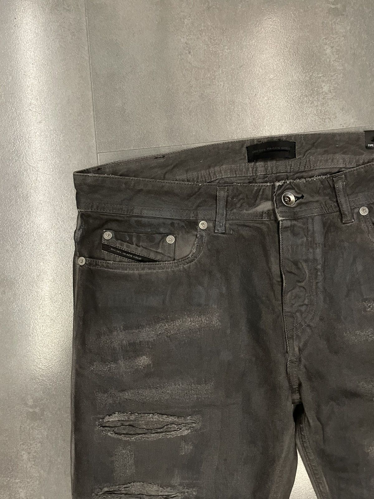 Diesel !DS! Diesel Black Gold Waxed Distressed Dark Grey Denim Size US 32 / EU 48 - 10 Thumbnail
