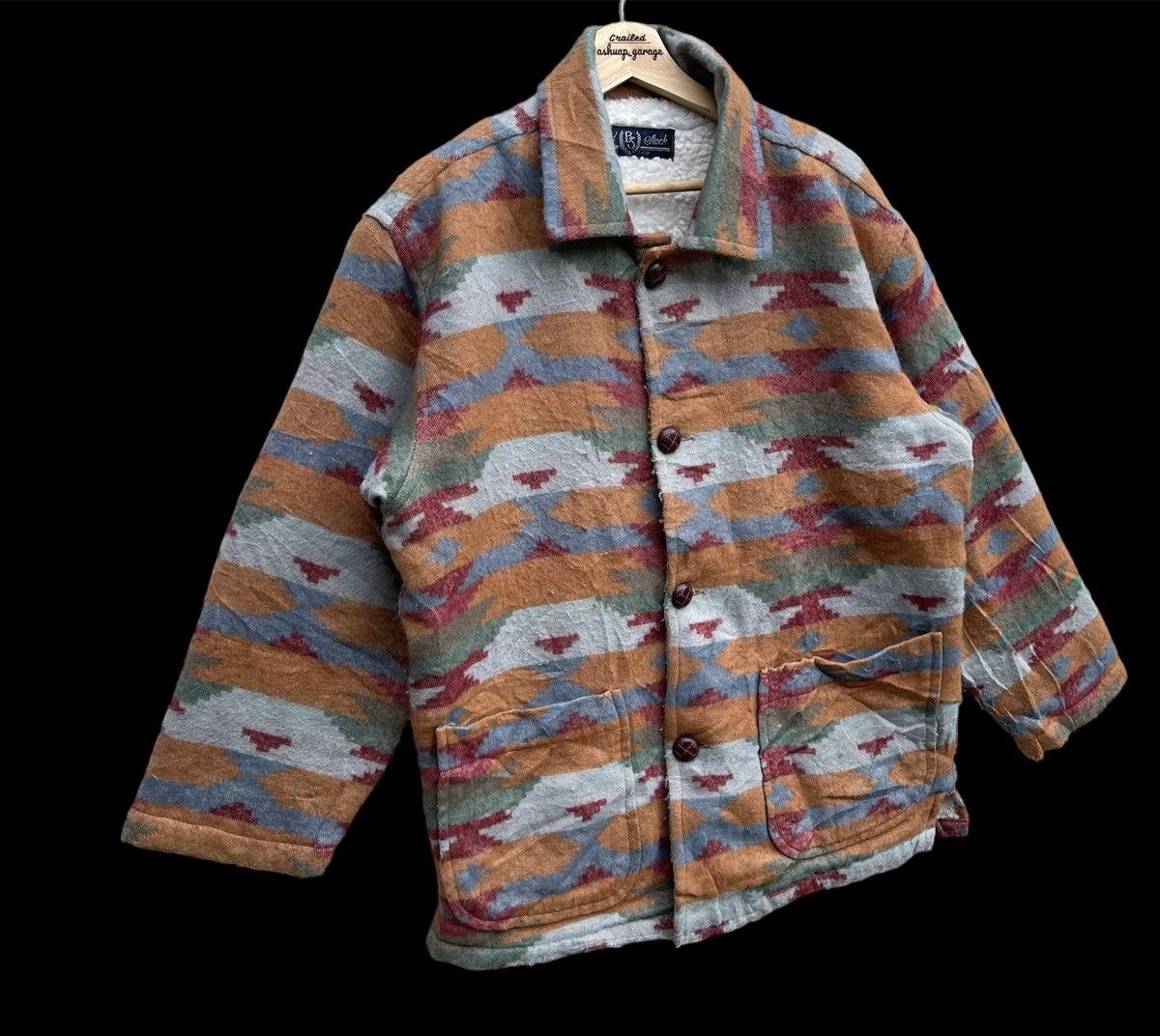 Japanese Brand Vintage Blood Stock Navajo Button Up Wool Fleece Size US XL / EU 56 / 4 - 5 Thumbnail