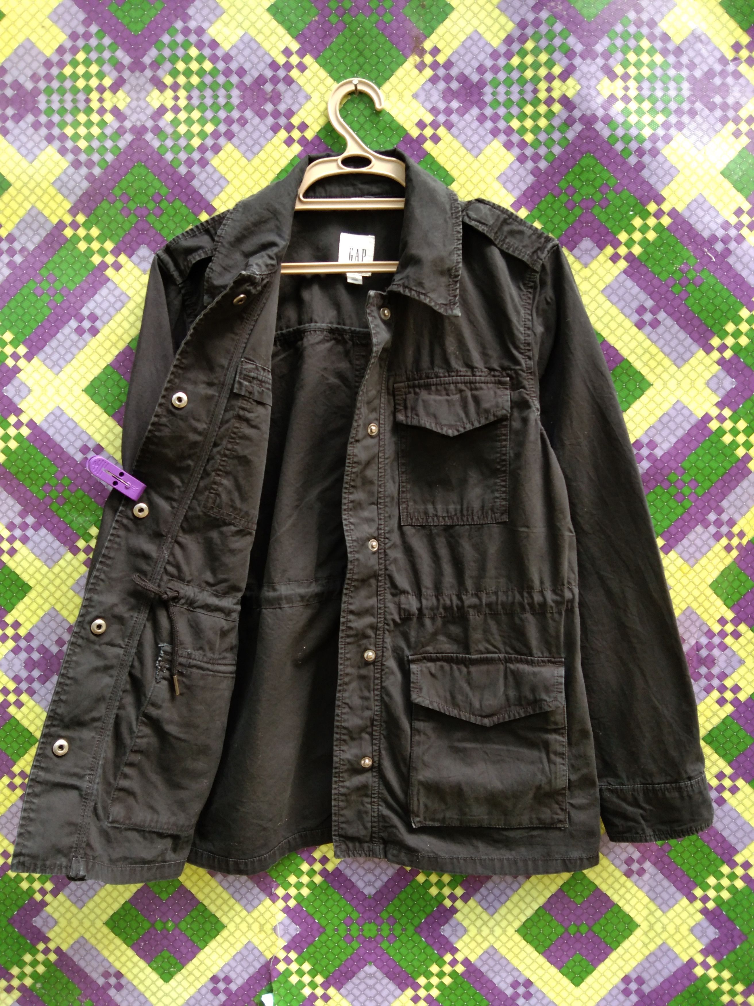 Gap × Vintage GAP MEN'S KHAKI JACKET (SNAP BUTTON) Size US S / EU 44-46 / 1 - 7 Thumbnail