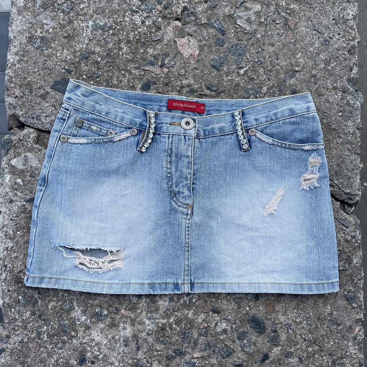 If Six Was Nine Vintage 90s Jeans Mini Skirt Distressed Buymypiece 90s Size 30" / US 8 / IT 44 - 1 Thumbnail