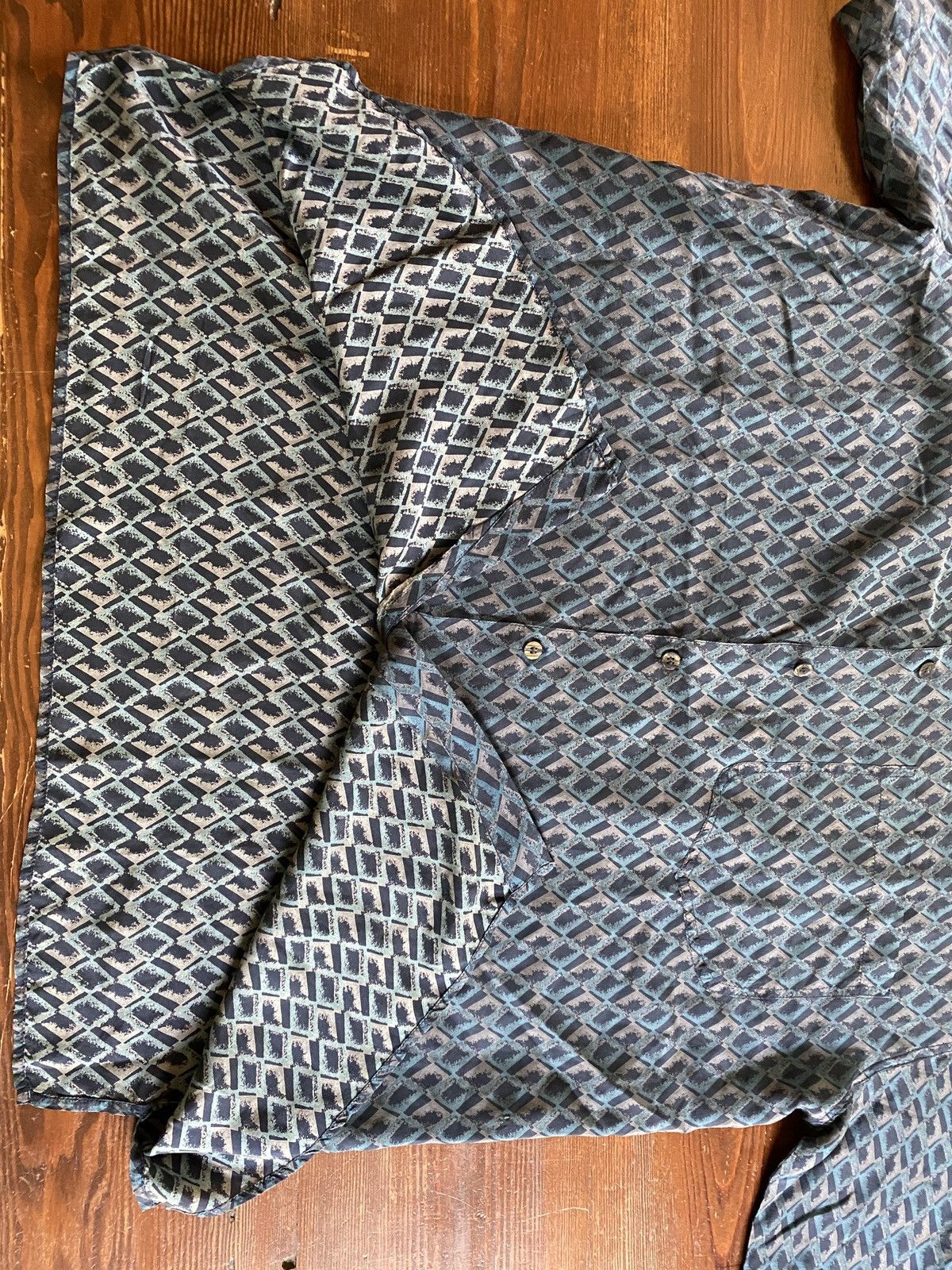 Robert Stock Vintage 80’s Robert Stock Silk Standing Collar Button Up Size US L / EU 52-54 / 3 - 9 Thumbnail