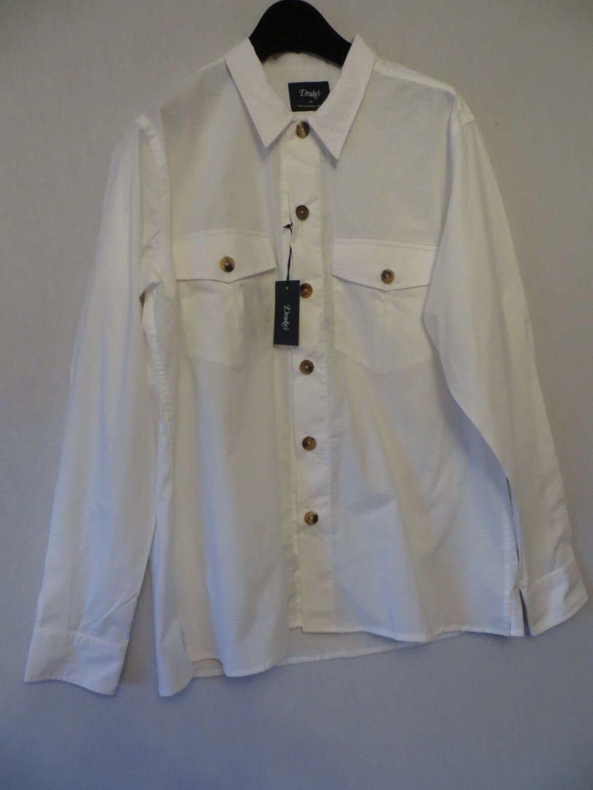 Image of Drakes Ripstop White Over Shirt Made In Somerset Uk, Men's (Size XL)