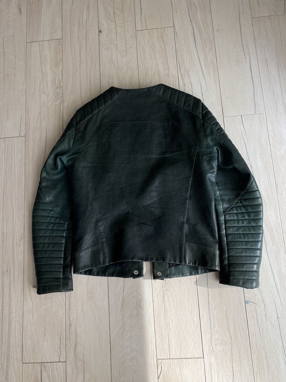 Balmain Balmain Iconic Green Lambskin Leather Biker Jacket Size US L / EU 52-54 / 3 - 7 Thumbnail