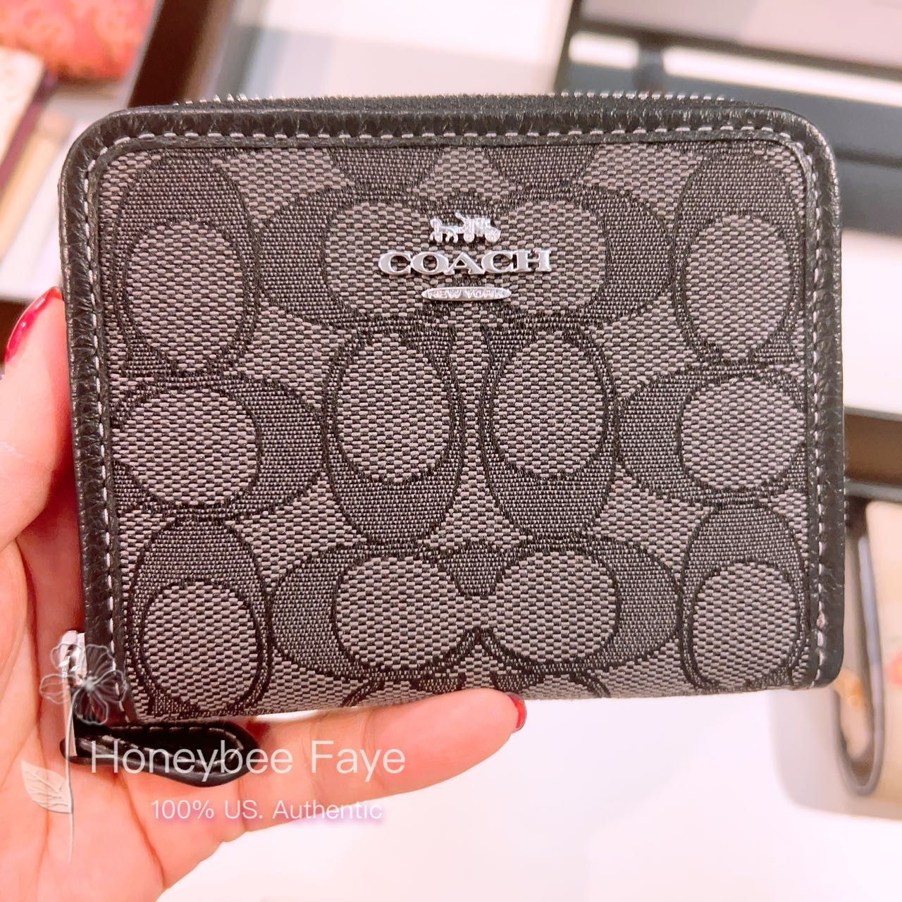 Small Zip Around Wallet In Signature Jacquard