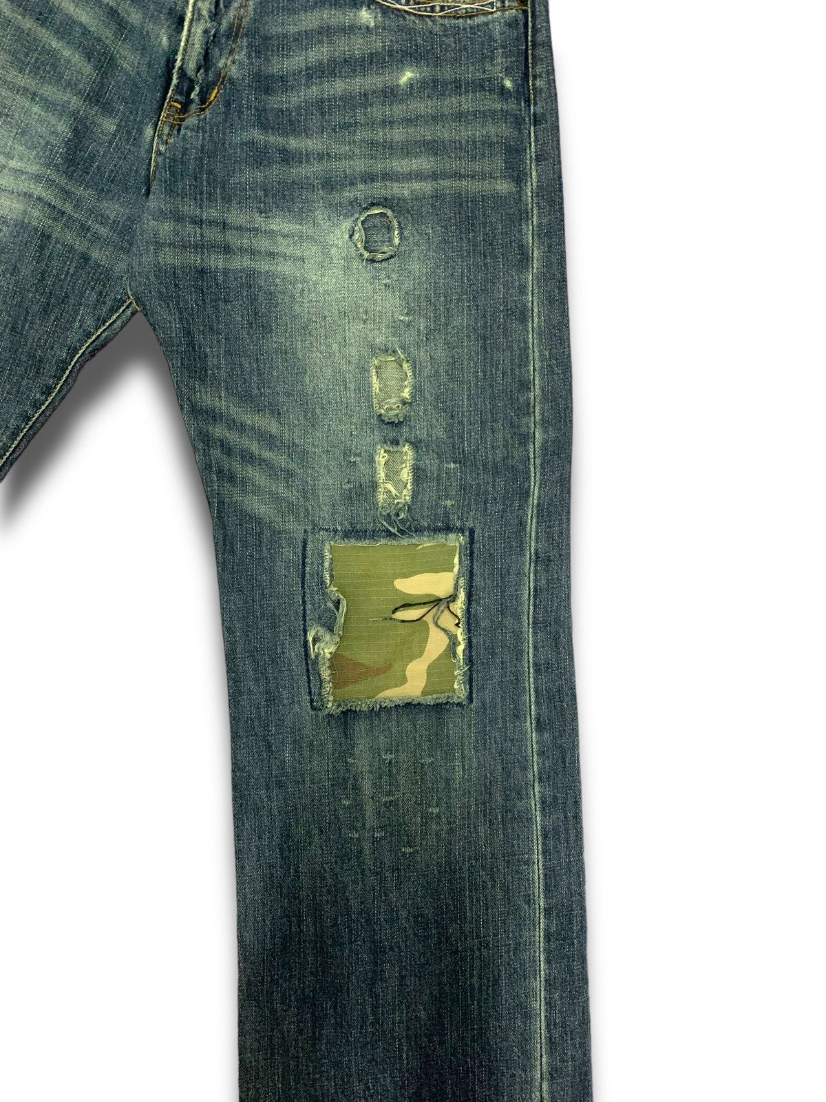 Japanese Brand Vintage Camo Patches Kaihara Jeans Size US 31 - 4 Thumbnail