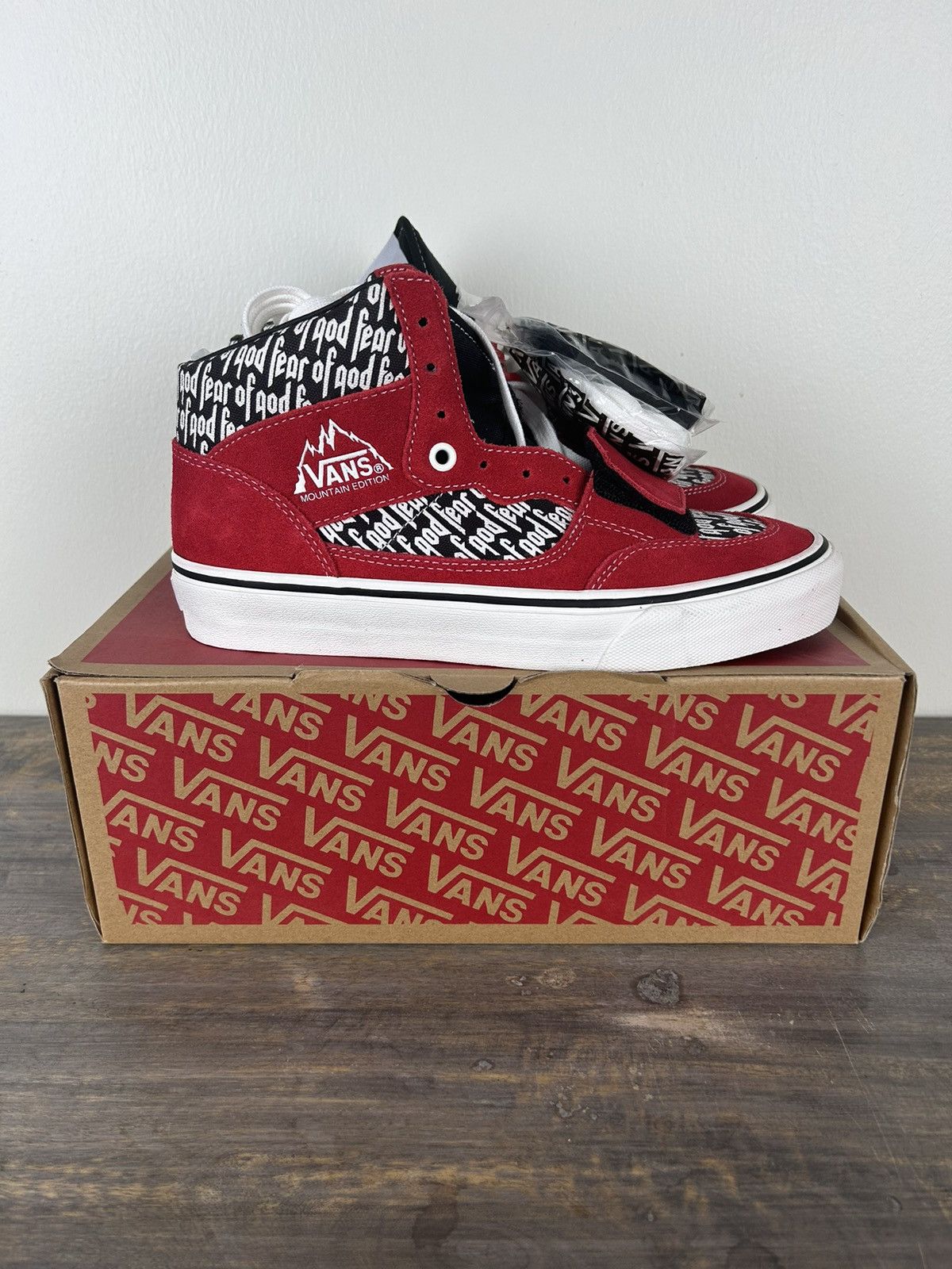image of Fear Of God x Vans Mountain Edition Shoes in Red, Men's (Size 7)
